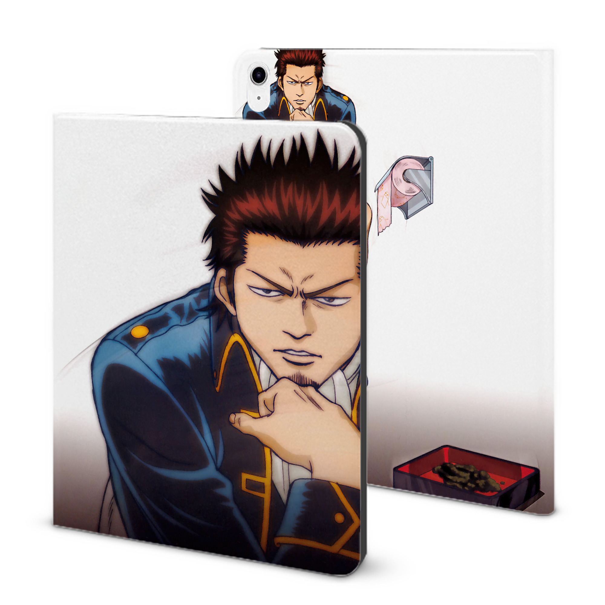 （画像用） ぎんたま 坂田銀時（さかたぎんとき） 神楽 志村新八（しむら しんぱち） GINTAMA Sakata Gintoki Kagura Shimura Shinpachi IPad ケース ブック型 PUレザー TPU 耐衝撃 軽量 薄型 ペン収納なし 全面保護 IPad 各モデル対応
